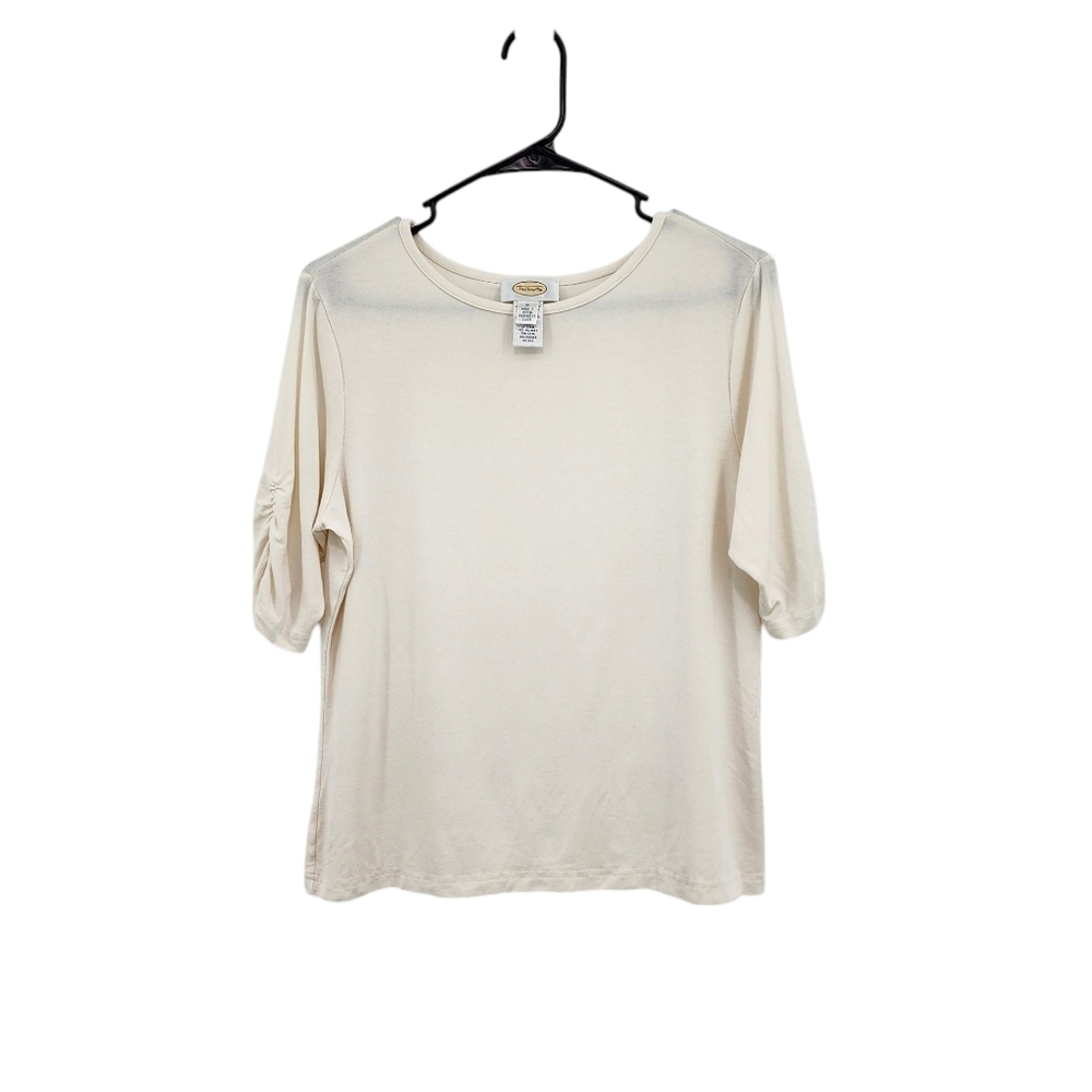 Talbots Women's Vintage Casual Ruched Sleeves T-shirt - M